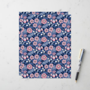 Victorian Blue and Pink Floral Scrapbook Paper