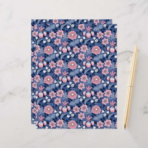 Victorian Blue and Pink Floral Scrapbook Paper