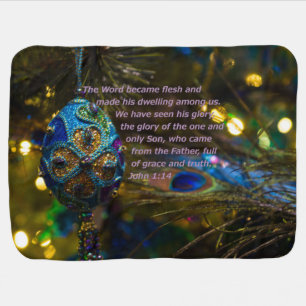 Victorian Blue Bible Verse Baby Blanket