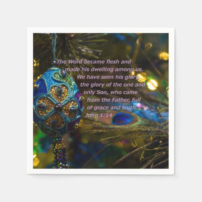 Victorian Blue Bible Verse Napkins (Front)