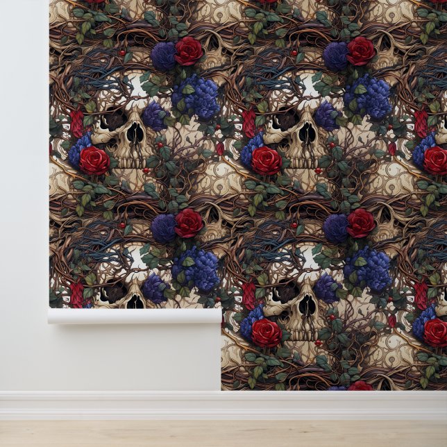 Victorian Blue Bird Boho Georgian Trailing Wallpaper (Application)