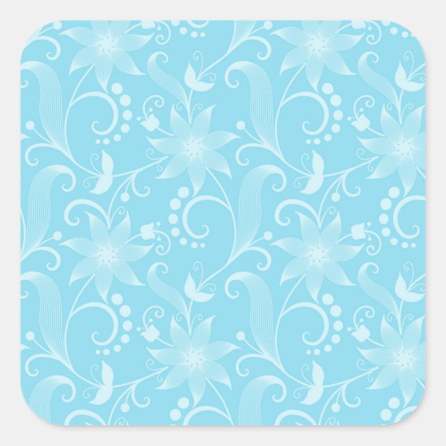 Victorian Blue Blossom Square Sticker (Front)