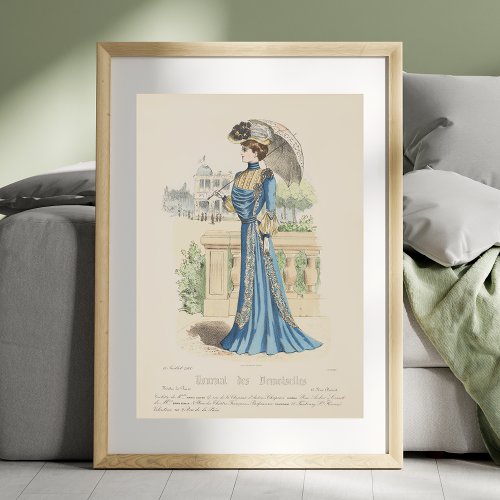Victorian Blue Dress 1900 Paris Fashion Vintage Ad Poster