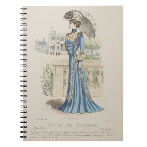 Victorian Blue Dress Paris French Vintage Ad Notebook