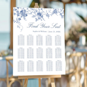 Victorian Blue Floral 15 Tables SEATING CHART Foam Board