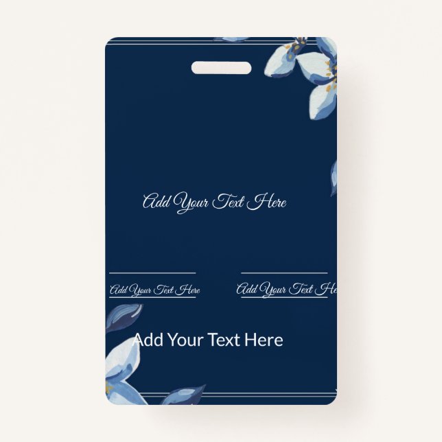 Victorian Blue Floral Dusty Blue Wedding  Badge (Front)