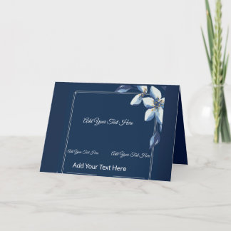 Victorian Blue Floral Dusty Blue Wedding Letterpress Thank You Card