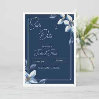 Victorian Blue Floral Dusty Blue Wedding Save The Date