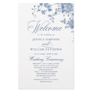 Victorian Blue Floral Wedding Ceremony Program