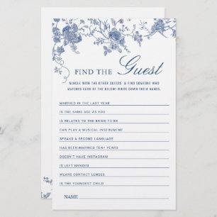 Victorian Blue French Garden Bridal Shower Game