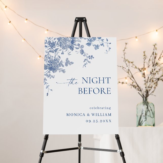 Victorian Blue French Garden Rehearsal Dinner Foam Board (In Situ (Stand))
