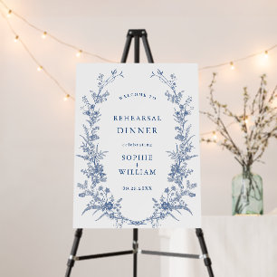 Victorian Blue French Garden Rehearsal Dinner Foam Board