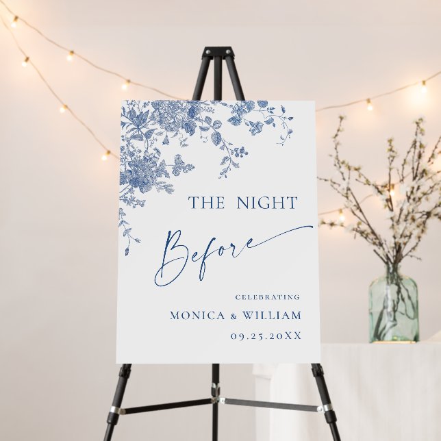 Victorian Blue French Garden Rehearsal Dinner Foam Board (In Situ (Stand))