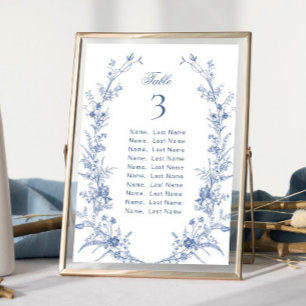 Victorian Blue French Garden Seating Chart Card