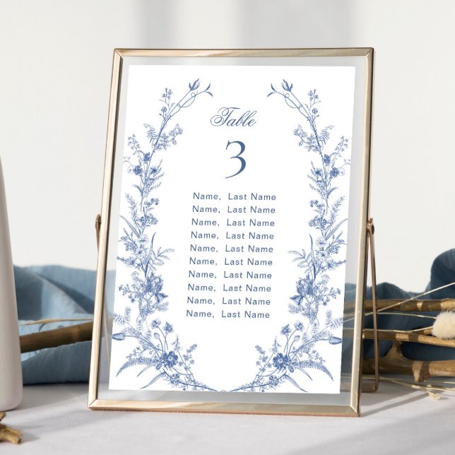 Victorian Blue French Garden Seating Chart Card (Creator Uploaded)