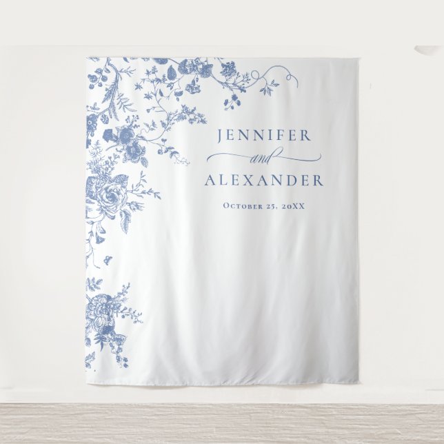 Victorian Blue French Garden Wedding Backdrop (Front)