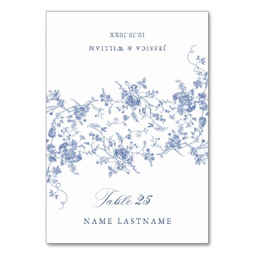 Victorian Blue French Garden Wedding Escort Card