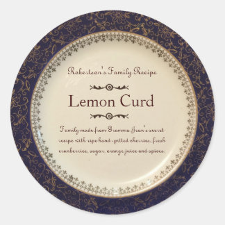 Victorian Blue & Gold Holiday Label Sticker