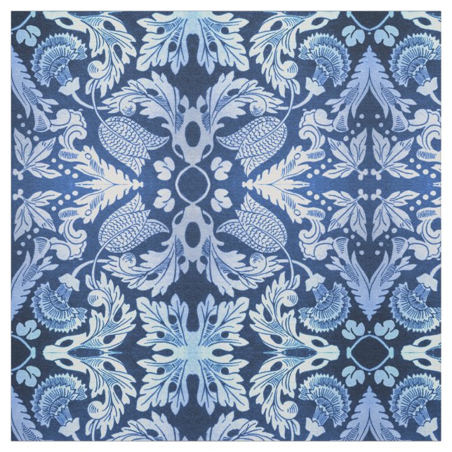 Victorian Blue Pattern Fabric (Swatch)