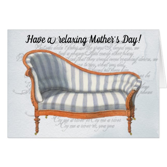 Victorian Blue Stripe Chaise Lounge Cards (Front Horizontal)