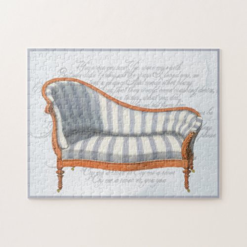 Victorian Blue Stripe Chaise Lounge Jigsaw Puzzle