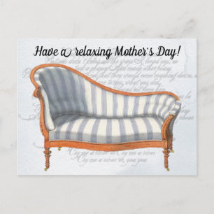 Victorian Blue Stripe Chaise Lounge Postcard