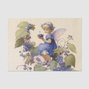 Victorian “Blueberry Fairy” in a Leafy Garden Wrap Tissue Paper