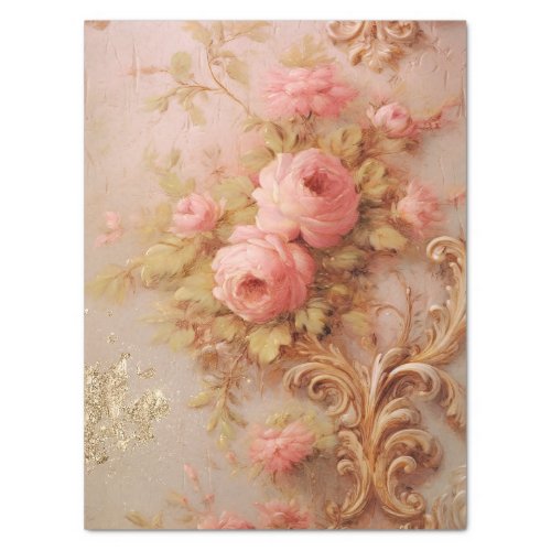 Victorian Blush English Roses Gold Gunge  Tissue Paper