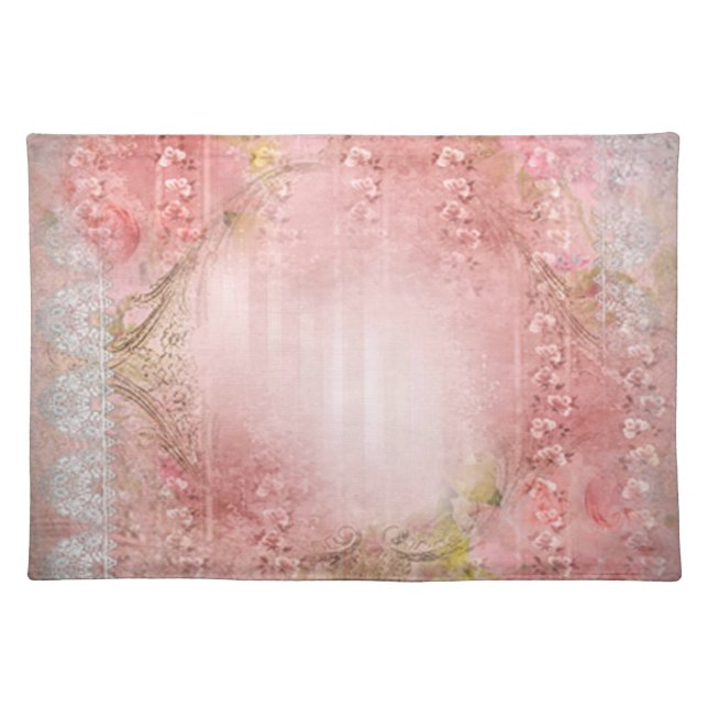 Victorian Blush Floral Cascading Flowers pink Placemat (Front)