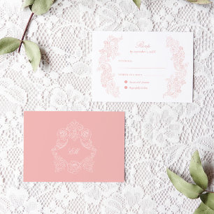 Victorian Blush Pink Wedding RSVP Card