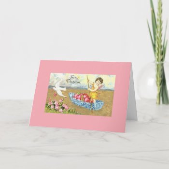 Victorian Boat With Hearts Valentine's Day Card by RetroMagicShop at Zazzle