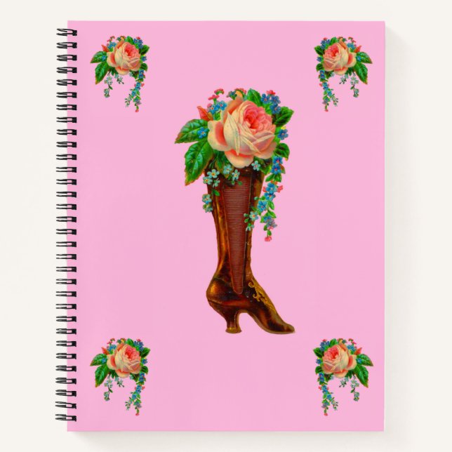 Victorian boot holding flowers notebook (Front)