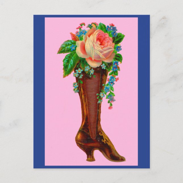 Victorian boot holding flowers postcard (Front)
