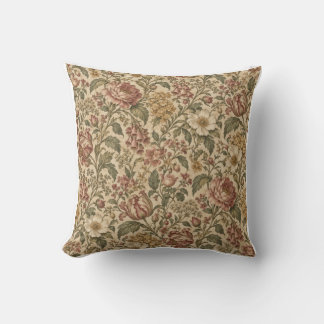 Victorian Botanical Floral Throw Pillow