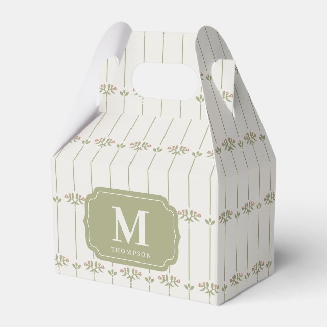 Victorian Botanical Traditional Stripes Favor Boxes (Front Side)