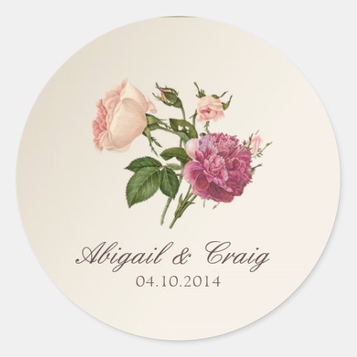 Victorian Botanical Wedding Invitation Stickers | Zazzle