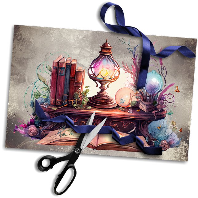 Victorian Boudoir | Antique Lamp on Reading Desk Tissue Paper (Creator Uploaded)