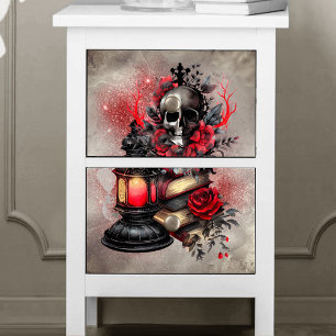 Victorian Boudoir Antique Spell Books with Skull Tissue Paper