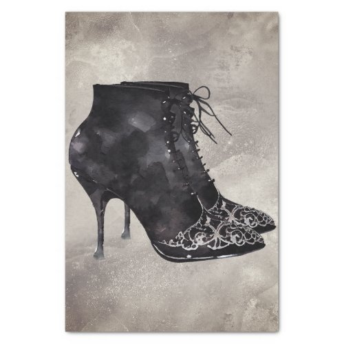 Victorian Boudoir  Antique Stiletto Heel Booties Tissue Paper