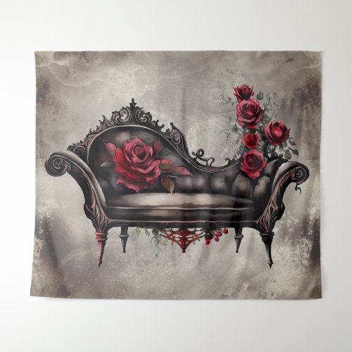 Victorian Boudoir  Chaise Fainting Lounger Couch Tapestry