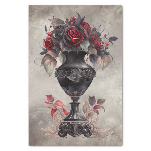 Victorian Boudoir  Old Ornate Vase and Red Roses Tissue Paper