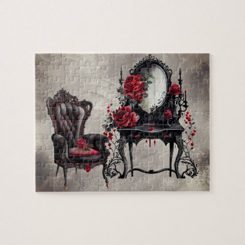Victorian Boudoir  Old Vanity and Parlor Armchair Jigsaw Puzzle