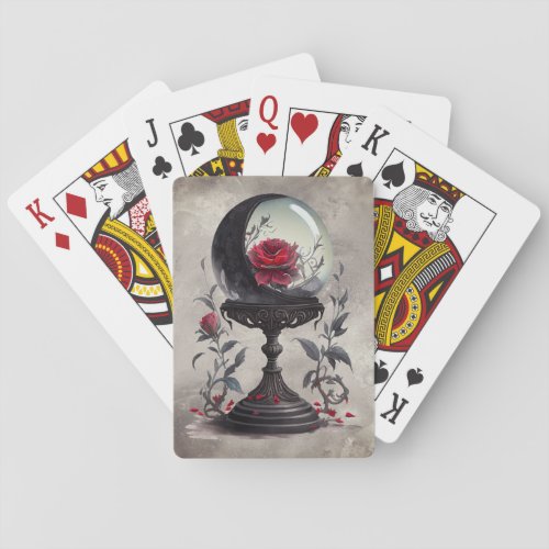 Victorian Boudoir  Red Rose and Moon Crystal Ball Playing Cards