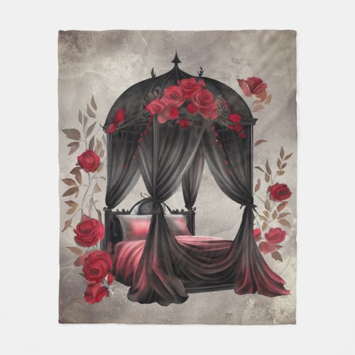 Victorian Boudoir  Shabby Canopy Scarf Poster Bed Fleece Blanket