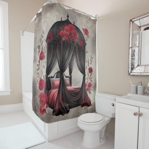 Victorian Boudoir  Shabby Canopy Scarf Poster Bed Shower Curtain