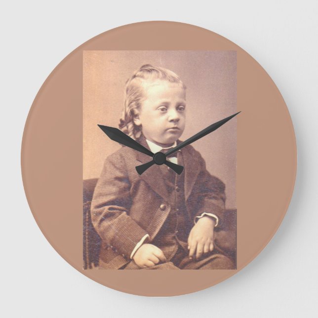 Victorian boy with unfortunate hair style large clock (Front)