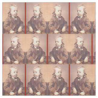 Victorian boy with unfortunate hair style primt fabric