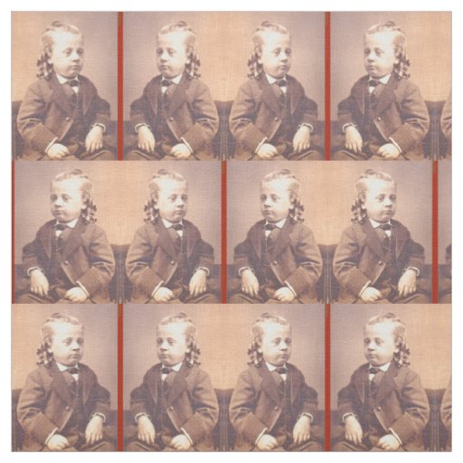 Victorian boy with unfortunate hair style primt fabric