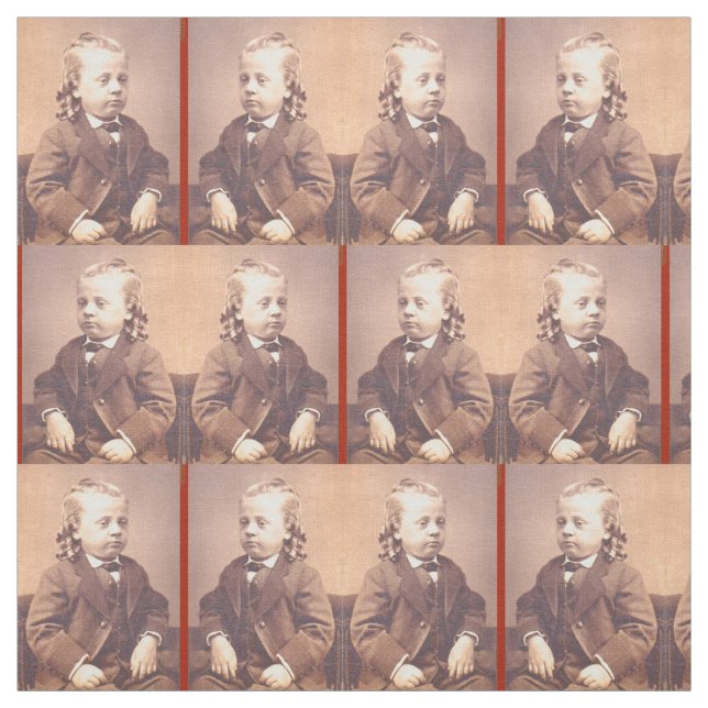 Victorian boy with unfortunate hair style primt fabric (Swatch)