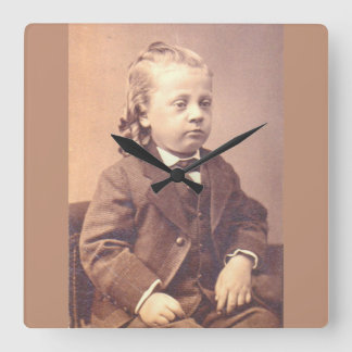 Victorian boy with unfortunate hair style square wall clock